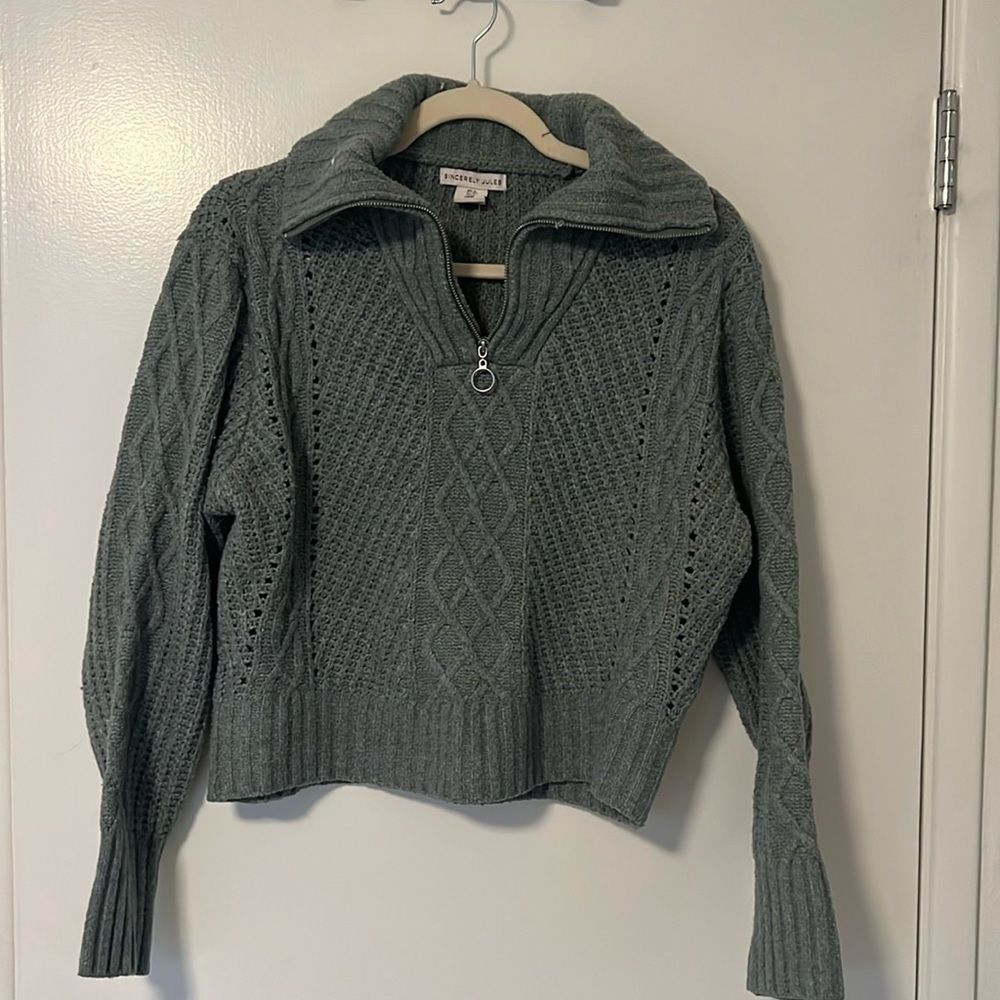 Scandi Style Cable knit quarter zip pullover sweater